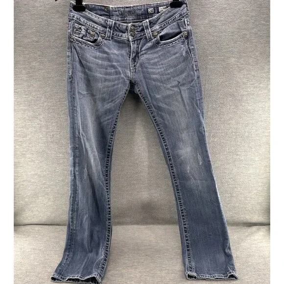MISS ME - Women's Size 27 Rhinestone Wing JE6003T2R Straight Jeans A46 - Picture 2 of 16